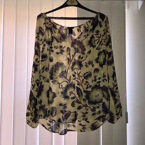 Ann Taylor Yellow, Burgundy, Navy Sheer Top - XL